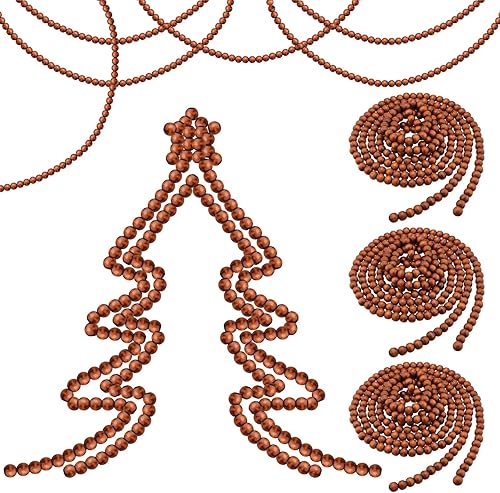 Giegxin 4 guirnaldas de cuentas de madera de Navidad de 48 pies para árbol de Navidad, decoraciones bohemias de Navidad, guirnalda rústica con