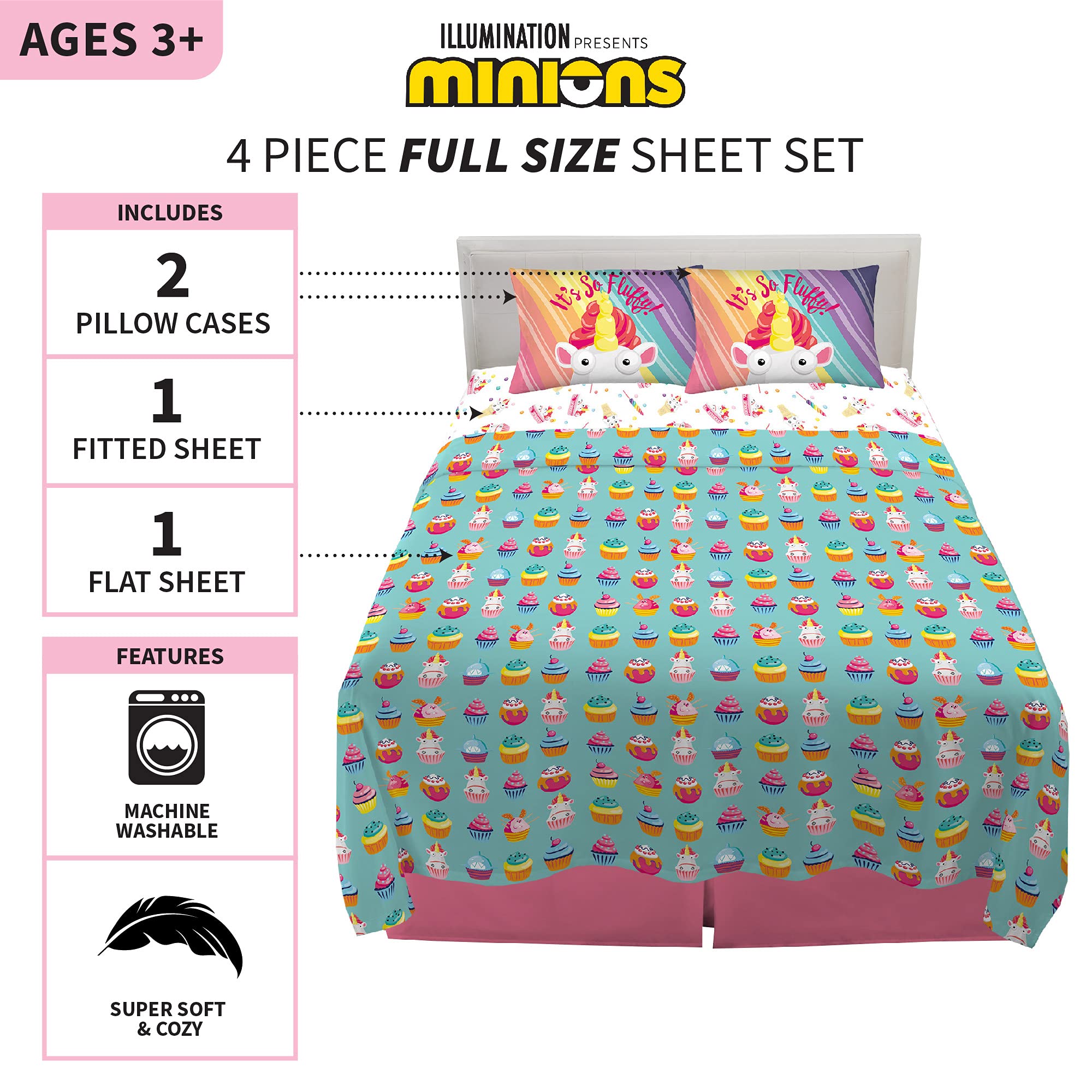 Franco Coperta Letto Per Bambini Cattivissimo Me – Morbida Peluche Micro Raschel Con Unicorno, 157x228 Cm, Per Letto Matrimoniale/Full