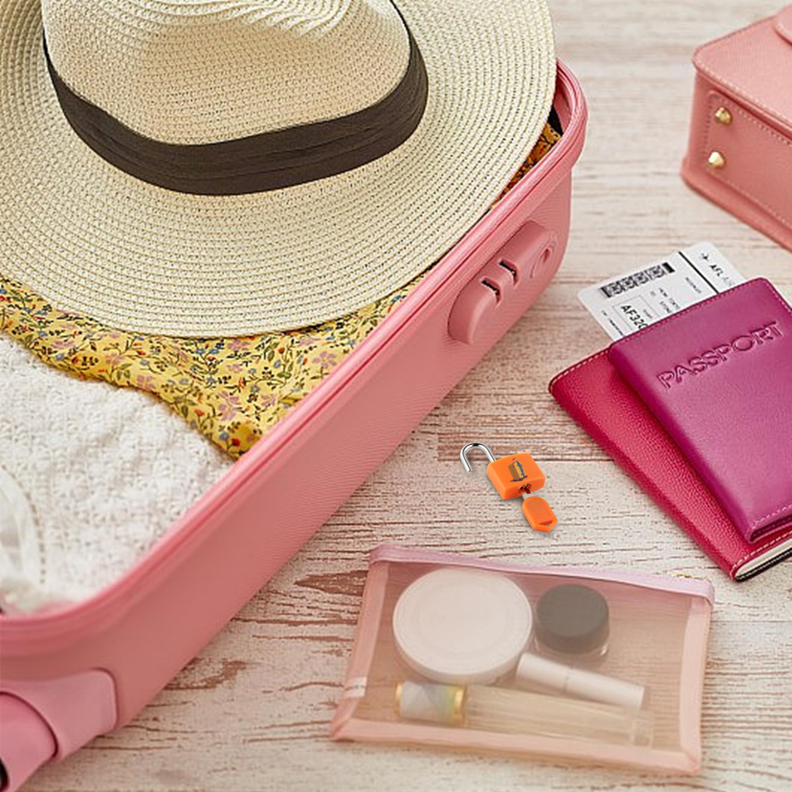 4PCS Luggage Locks, Kaloo Small Mini Suitcase Padlock Locks with Keys, Strong Copper Lock Core with Plastic Shell (Unique Icon Patterns for Effortless Lock Matching)