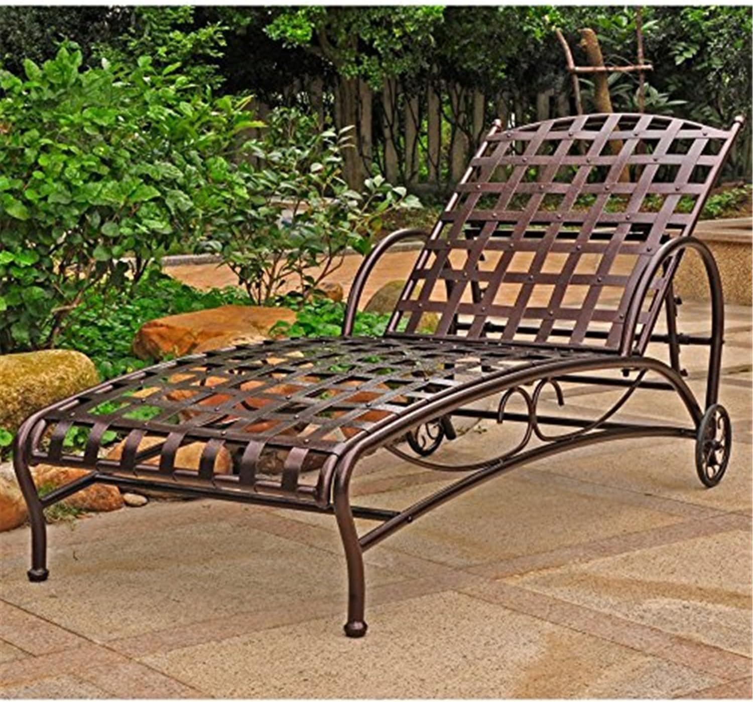 Bronze Iron Multi-Position Outdoor Chaise Lounger