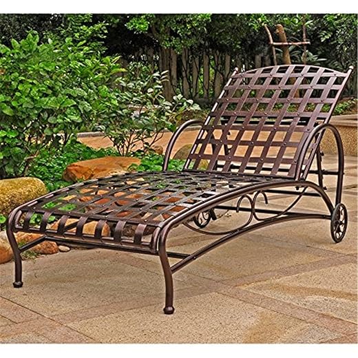 International Caravan Iron Bronze Multi-Position Patio Chaise Lounger