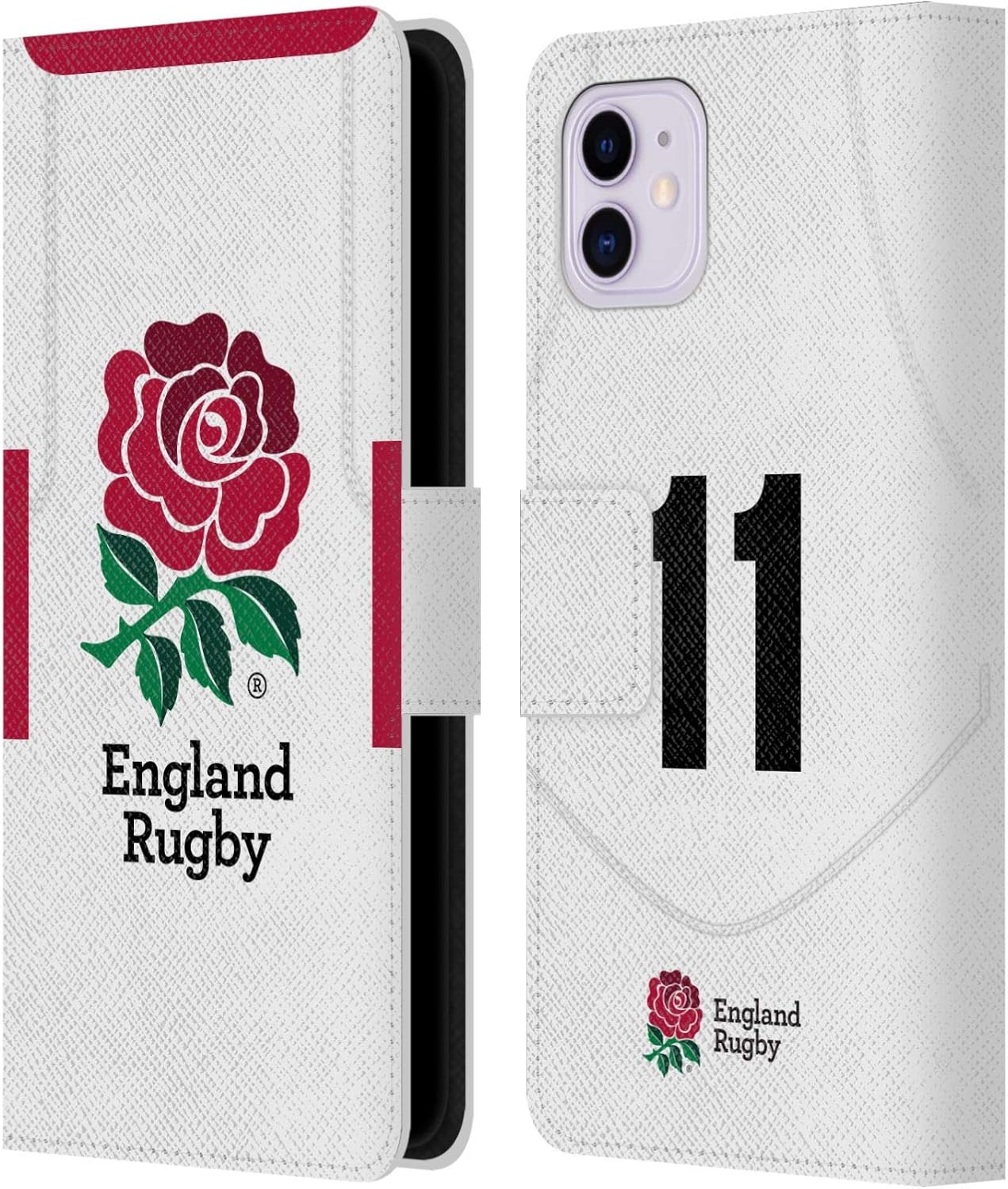 Head Case Designs Officially Licensed England Rugby Union Position 8 2020/21 Players Home Kit Leather Wallet Case Compatible with Apple iPhone 11