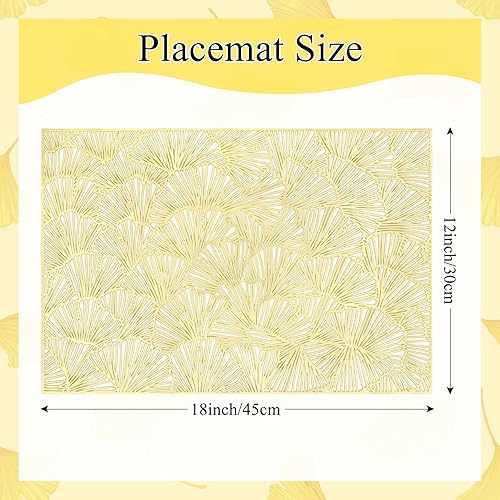 Vista 16 de Juego de 12 manteles individuales redondos de color oro rosa, manteles individuales de vinilo, manteles individuales para mesa de cocina, mesa