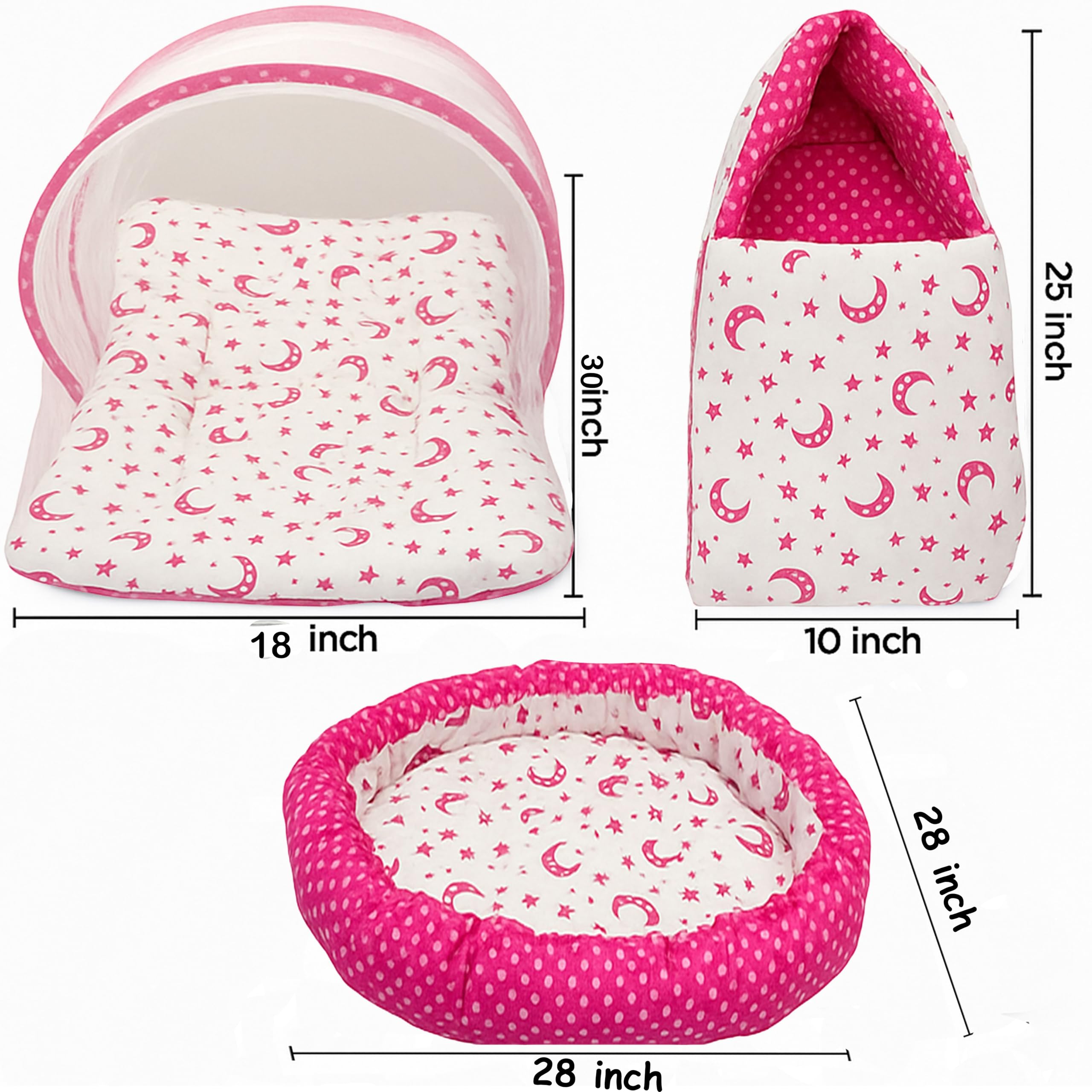 Infantbond Cotton Sleeping Essential Reversible Nest Mattress with Net Carry Bag for Baby (Moon Pink, 0-6 Months) - Image 2 thumbnail