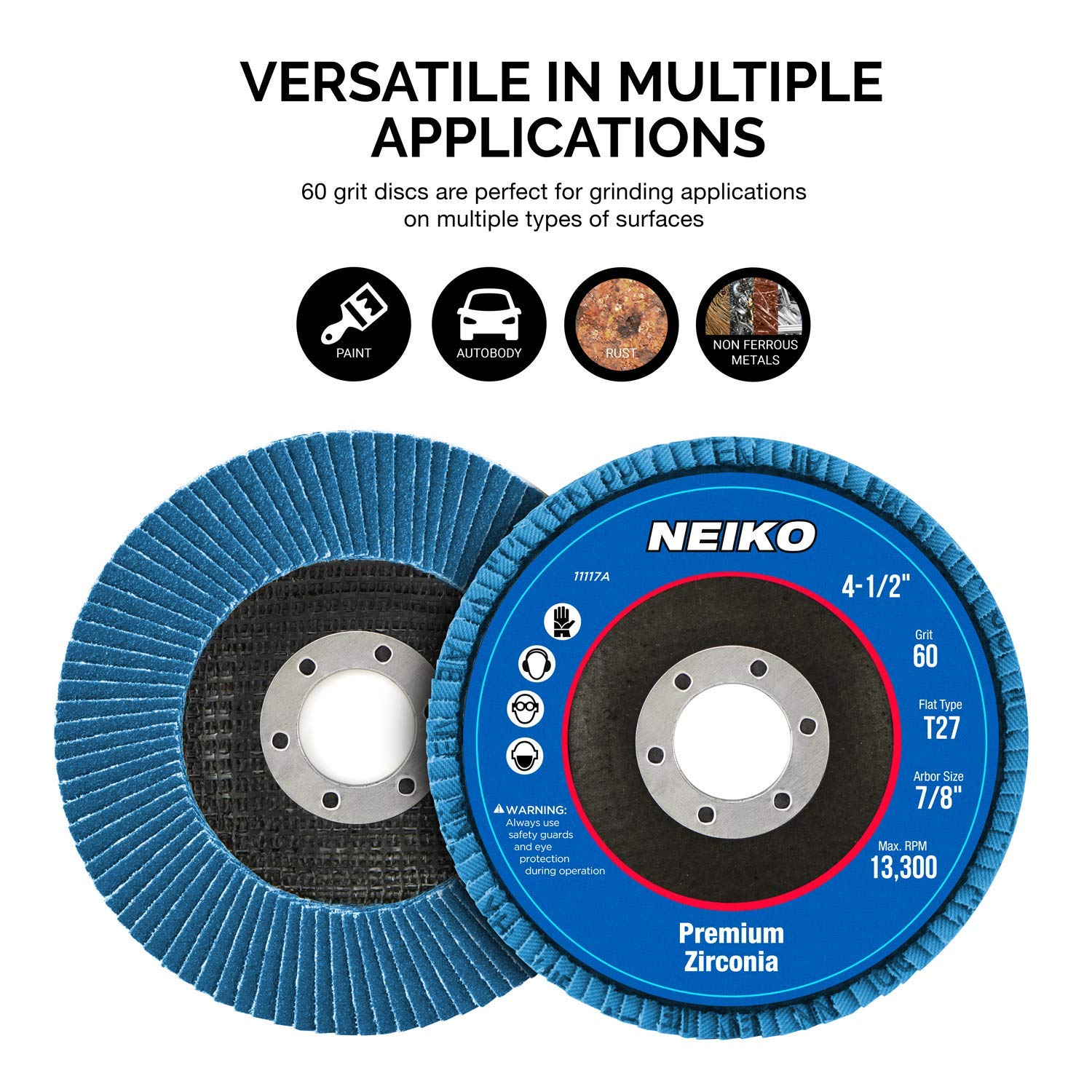 Amazon.com: NEIKO 11118A 10 Pack Zirconia Flap Discs 4-1/2 for