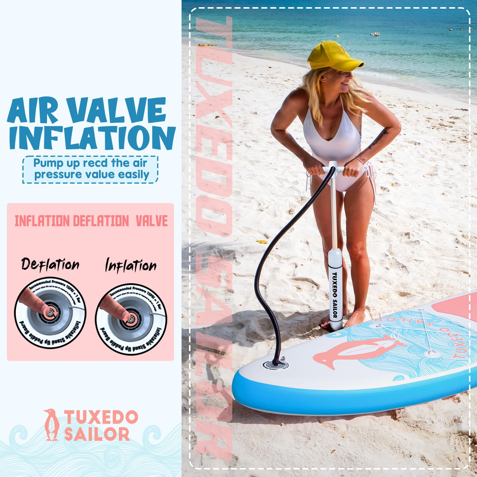 Tuxedo Sailor SUP Gonfiabile Adulti 320 cm Stand Up Paddle Board, Tavola da SUP Paddle Board con Accessori, Tavola Gonfiabile 2 Posti