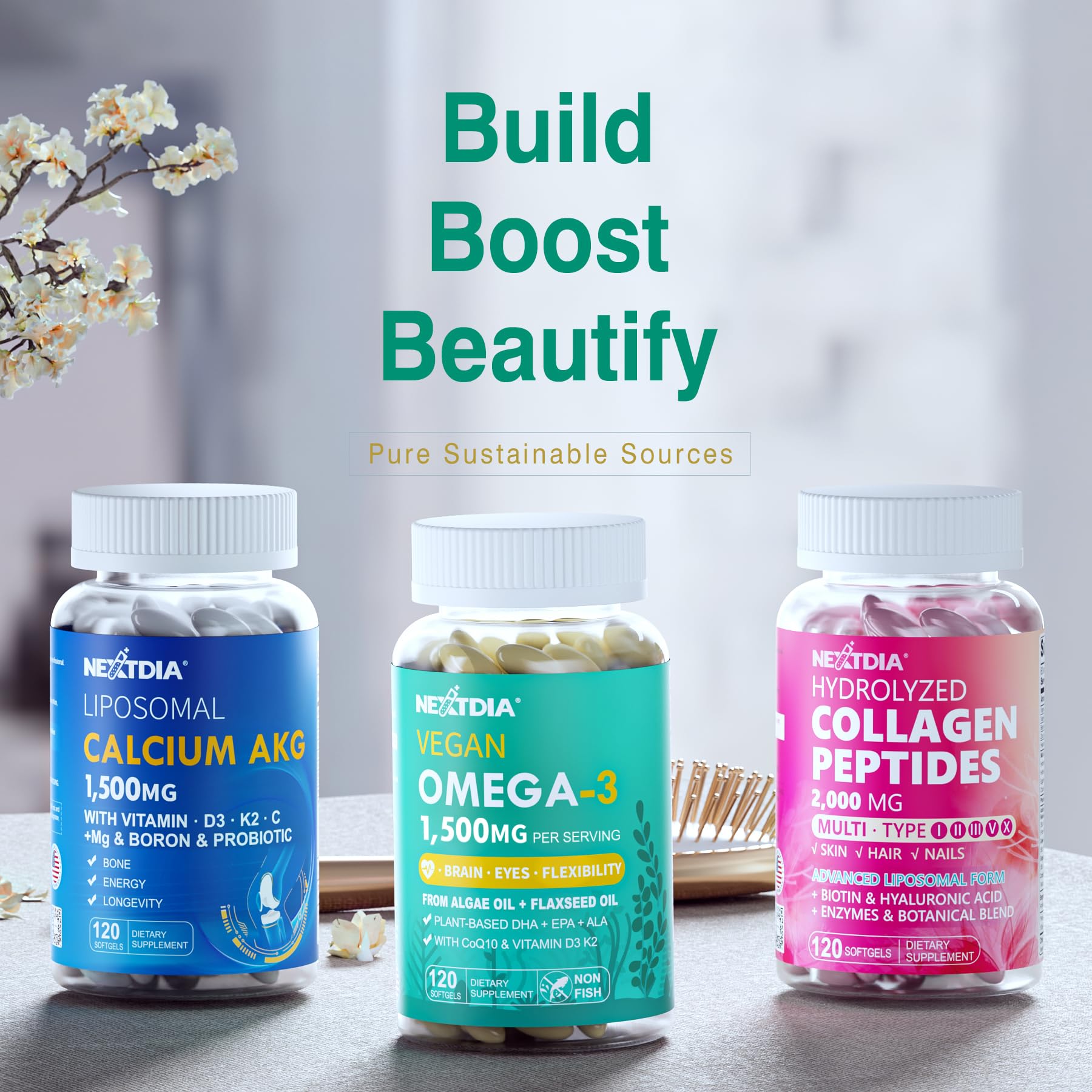 Vegan Omega 3 EPA DHA ALA Supplements + CoQ10, Vitamin D3 K2 for Women Men — Amazon image 9