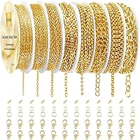 Vista 13 de Ecoofor Cadenas de oro para hacer joyas, 95.1 pies, 12 rollos de cadenas de joyería para hacer collares, pulseras, joyas con anillos