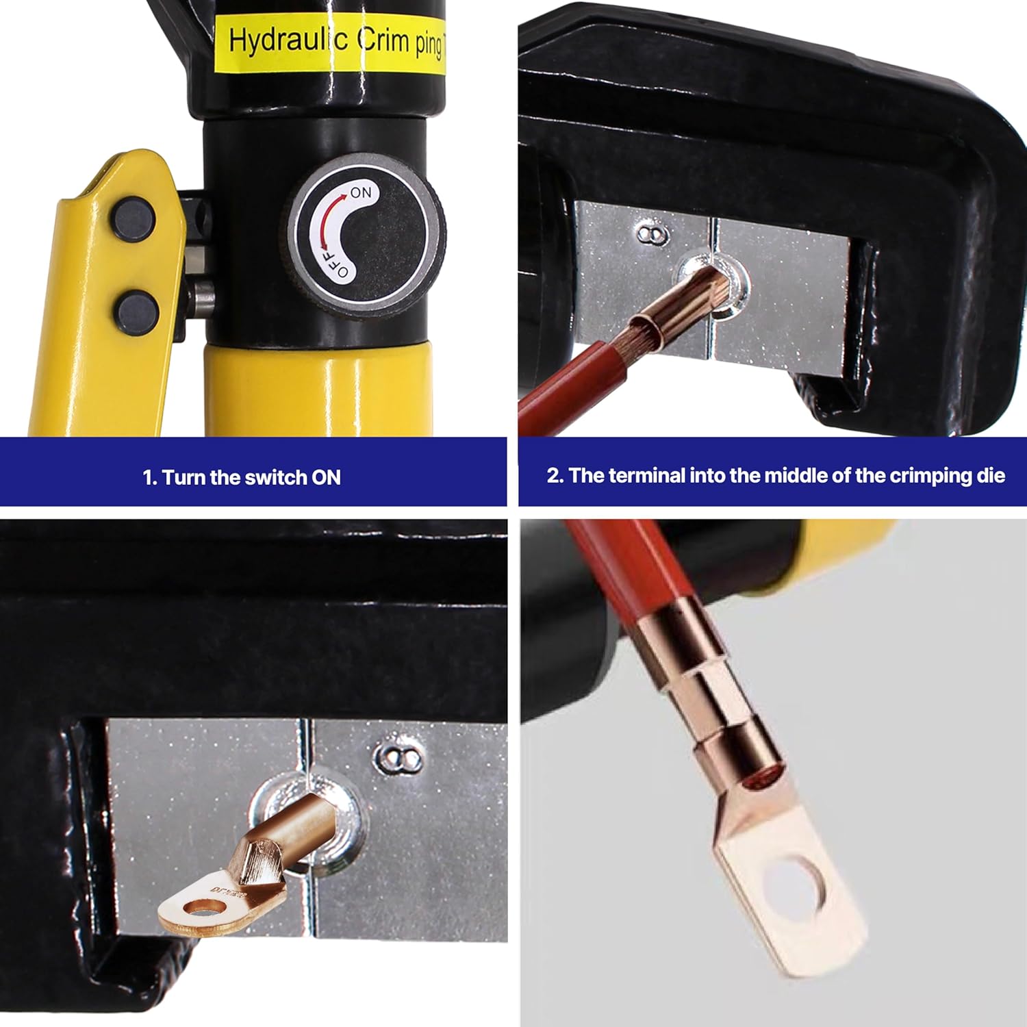HFS(R) Hydraulic Wire Terminal Crimper Battery Cable Lug Crimping Tool W/Dies Wire Crimping Tool 16T
