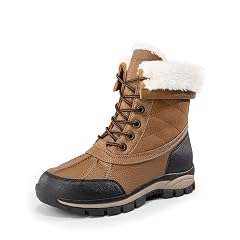 DREAM PAIRS Snow Boots for Women Waterproof Mid Calf Lace Up Duck Boots Warm Faux Fur FuzzyGo Bold