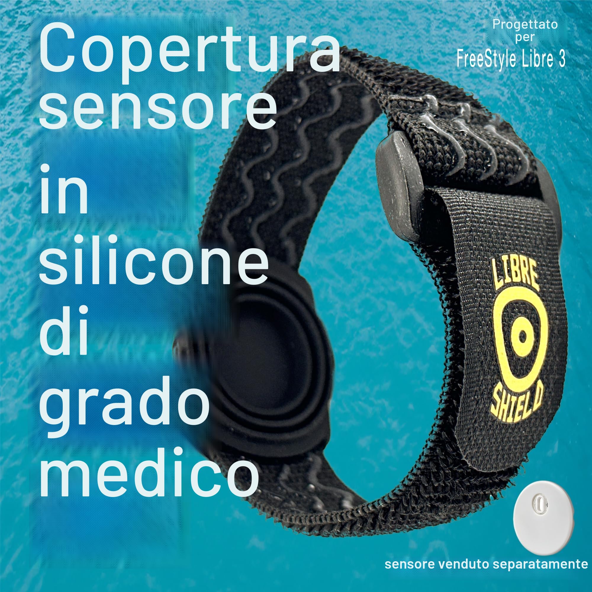 Bracciale per sensore Freestyle Libre 3-14 giorni, protezione massima, bracciale per attività, lavabile e riutilizzabile, niente più toppe (nero)