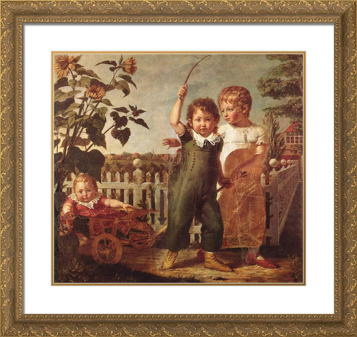 ArtDirect Runge, Philipp Otto 21x20 Gold Ornate Framed Art Print with Double Matting Titled: The Hulsenbeck Children