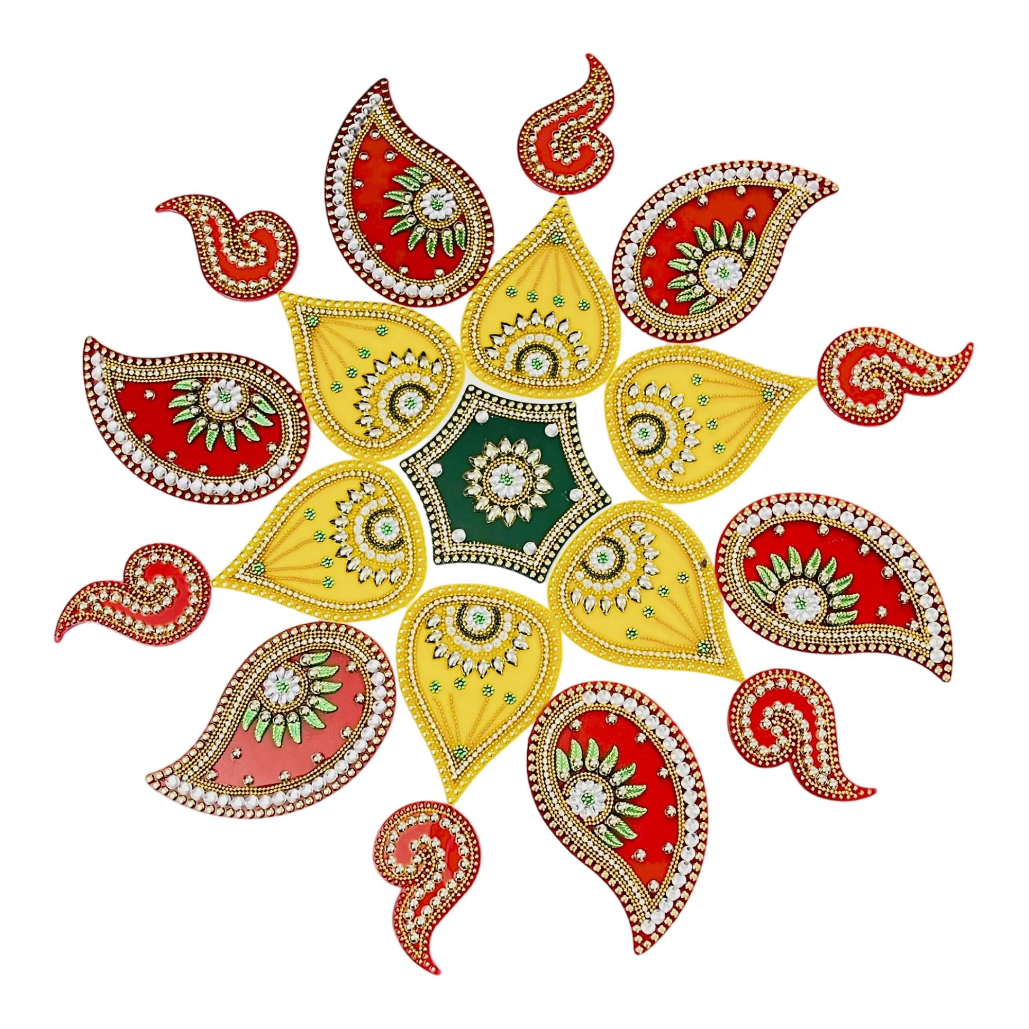 KRIWIN XLarge Size Acrylic Rangoli for Home Festival Decoration 19 pcs Set Reusable 2