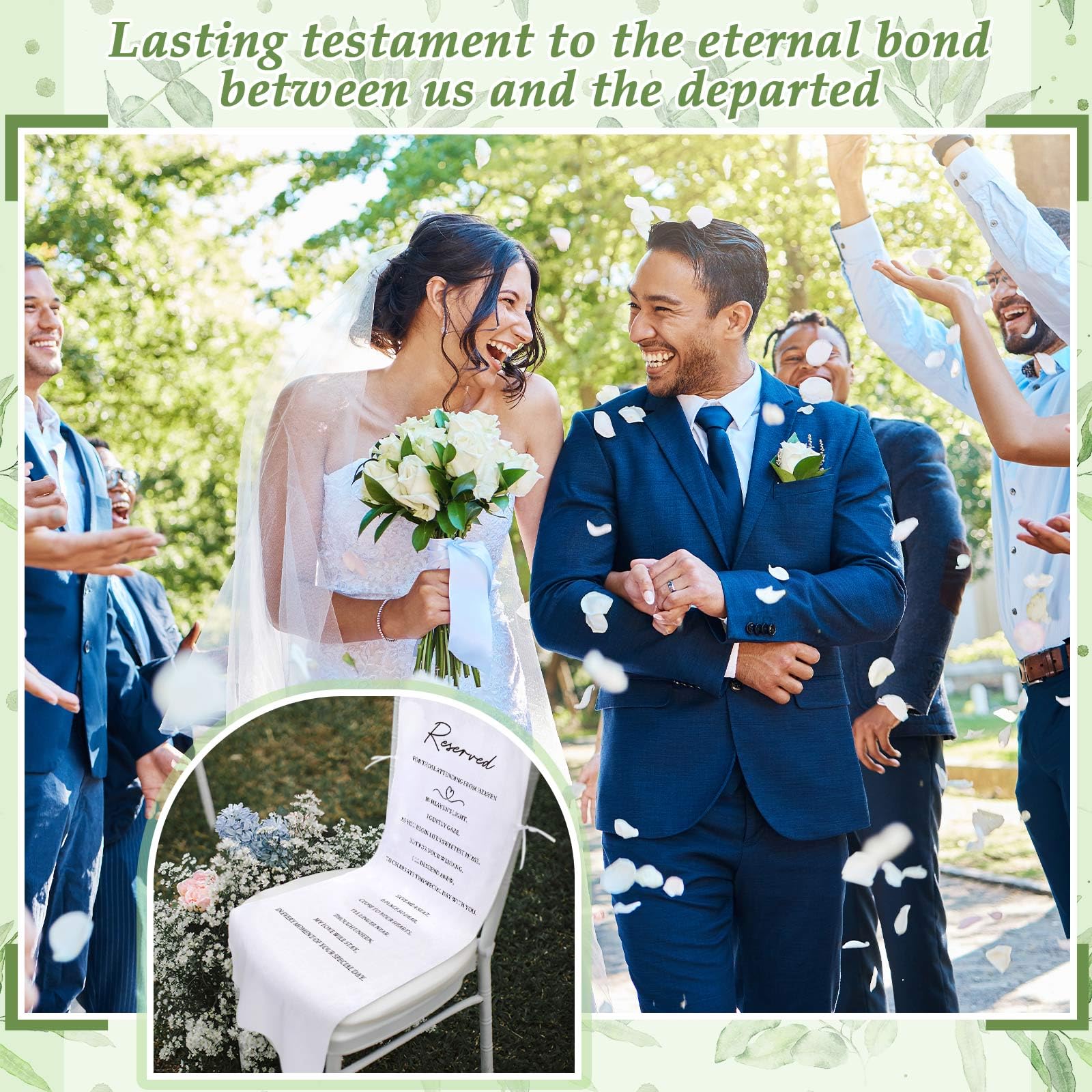 Wedding Memorial Chair Sign – Save A Seat In Heaven, Linen 49x14 Inch, Rustic Wedding Decor - View #2