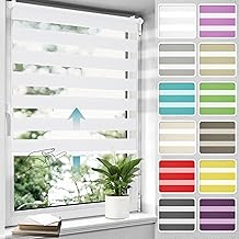 Allesin Double Roller Blind Cordless Klemmfix No Drilling Duo Roller Blinds for Windows 45 x 150 cm (Fabric Width 41 cm) White, Press and Pull Spring Roller Blinds Clamping Roller Blind Window Roller