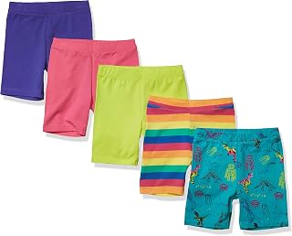Spotted Zebra Girls' Kids Midi Bike Shorts, 5-Pack Rainbow Style, X-Small