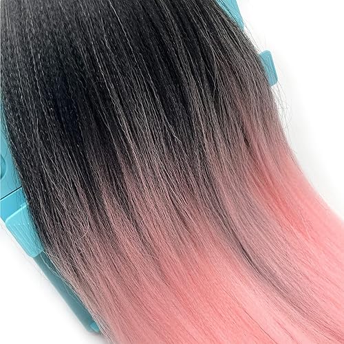 Miniatura 4 de Ai Yuchen Paquete de 3 extensiones de cabello trenzado con degradado rosa preestirado de 26 pulgadas, fácil de trenzar, extensiones de cabello