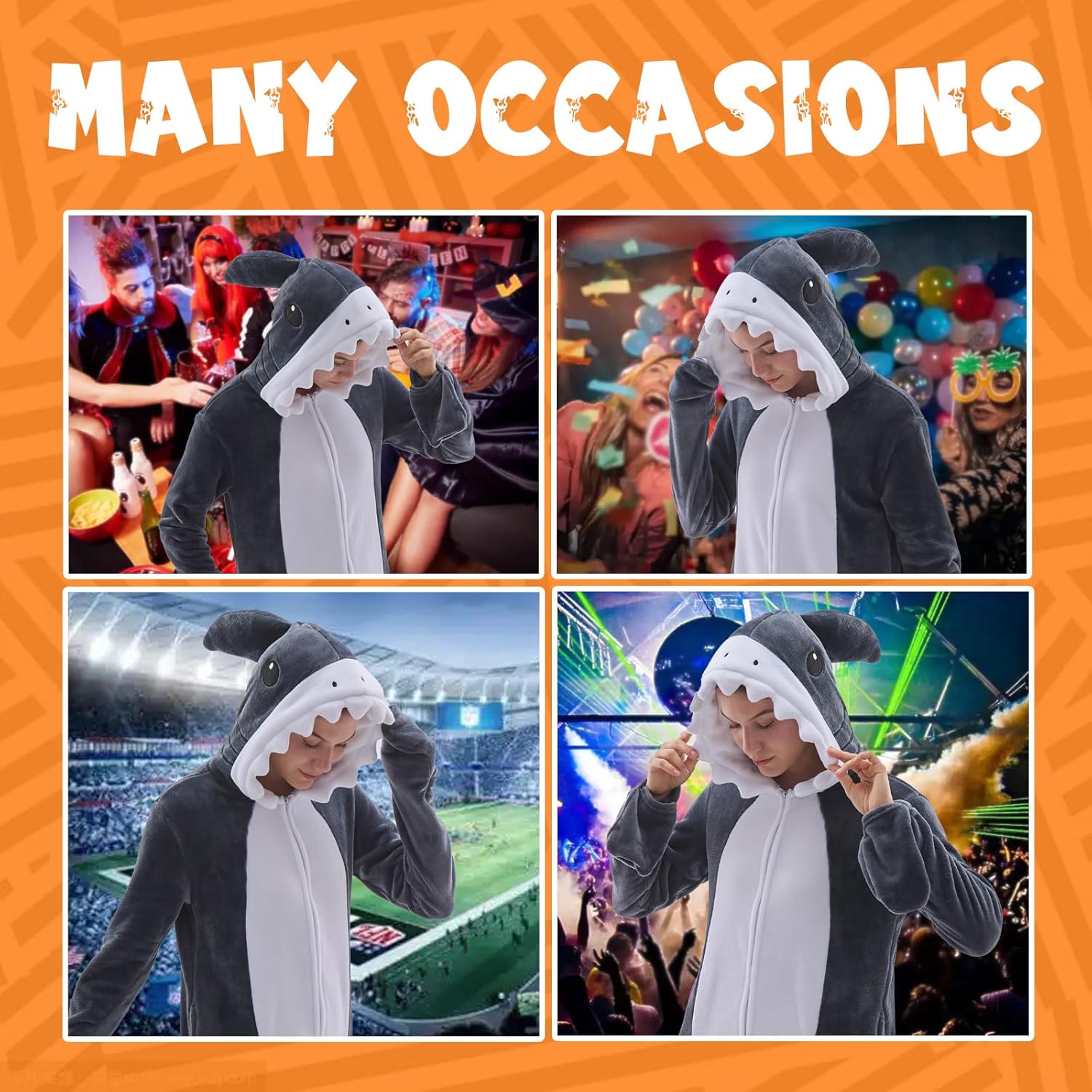 Adult Animal Onesie Pajamas Unisex Snug-Fit Sleepwear for Halloween Home Lounging Costume Parties - Image 6