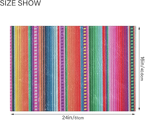 Miniatura 3 de YETTASBIN Alfombra de baño rectangular con diseño de rayas mexicanas, antideslizante, de secado rápido, alfombra de ducha extra suave de alto