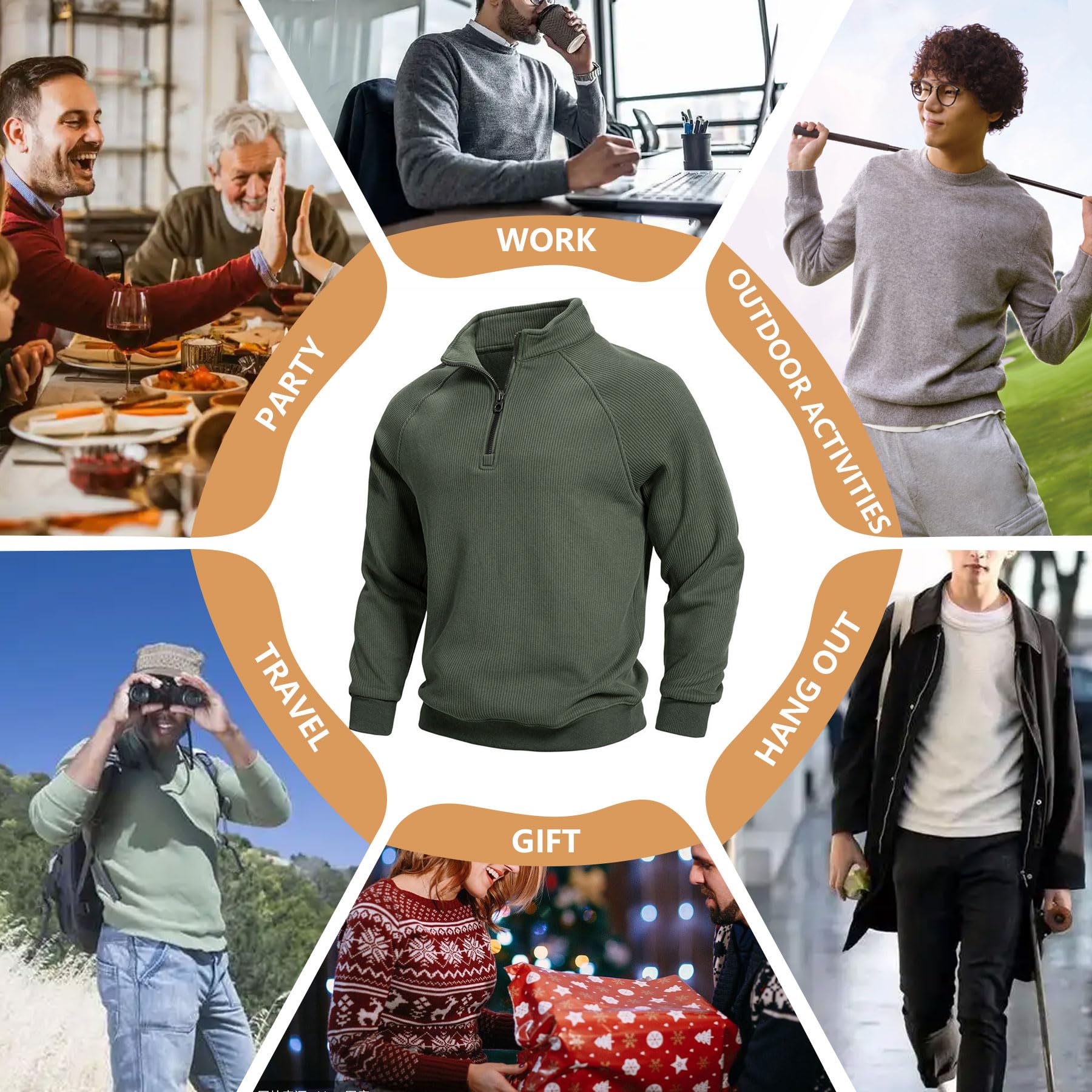 Jersey para hombre con cremallera 1/4, forro polar cálido, cuello alto, manga larga, jersey de punto fino, sudadera de algodón