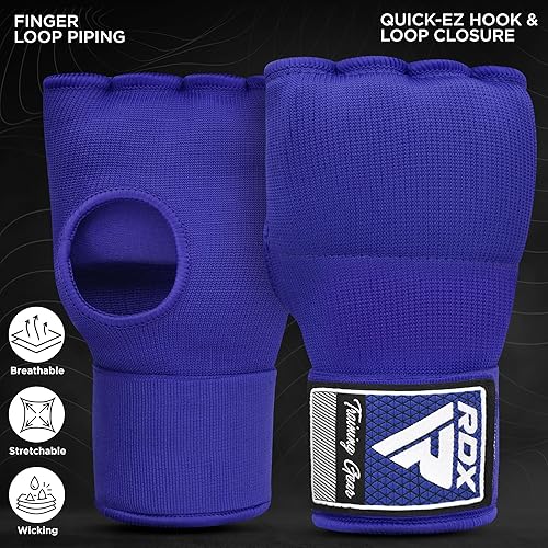 Miniatura 4 de RDX Guantes internos de boxeo para hombres y mujeres, correas de muñeca de largo rápido de 29.5in de largo, elástico acolchado para puños debajo de