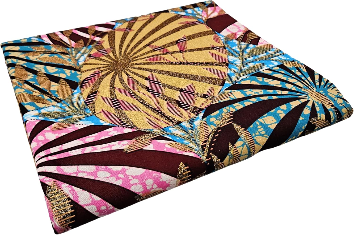 African Fabric 100% Cotton Kente Cloth by The Yard 6 Yards African American Ankara Print Wax Fabric for Party Outfits, DIY Crafts, Scarves, Aprons, and Home Decor (3Q2-1)