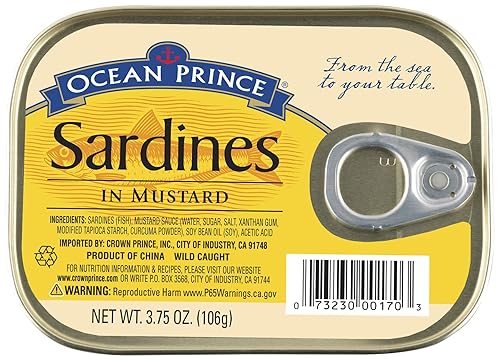 Ocean Prince Sardinas en mostaza, latas de 3.75 onzas (paquete de 12)