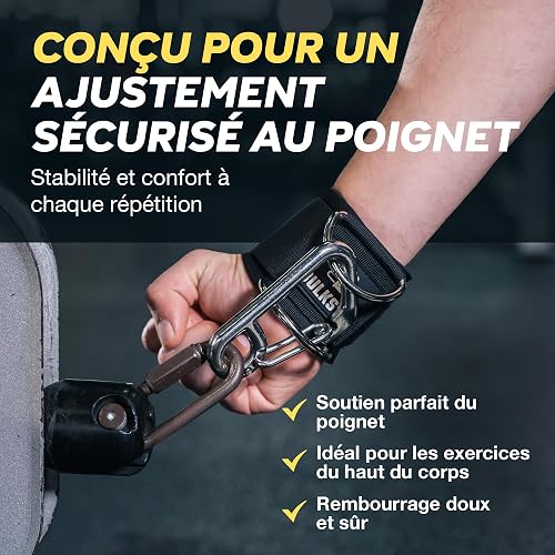 Sangle Poignet Musculation Poulie - Poignée Machine Câble Épaules, Lot de 2 - 7