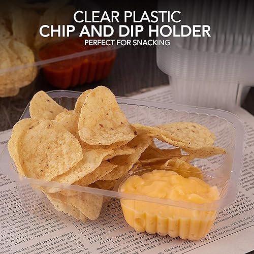 Miniatura 5 de Bandejas de plástico para nachos de 12 onzas (paquete de 200) bandeja desechable pequeña para nachos y salsa de queso, suministros de soporte de