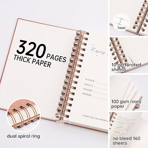 Miniatura 3 de Cuaderno de espiral de 7.6 x 10 pulgadas, cuadernos con rayas universitarias con divisores extraíbles, 320 páginas de 100 GSM, diario de escritura