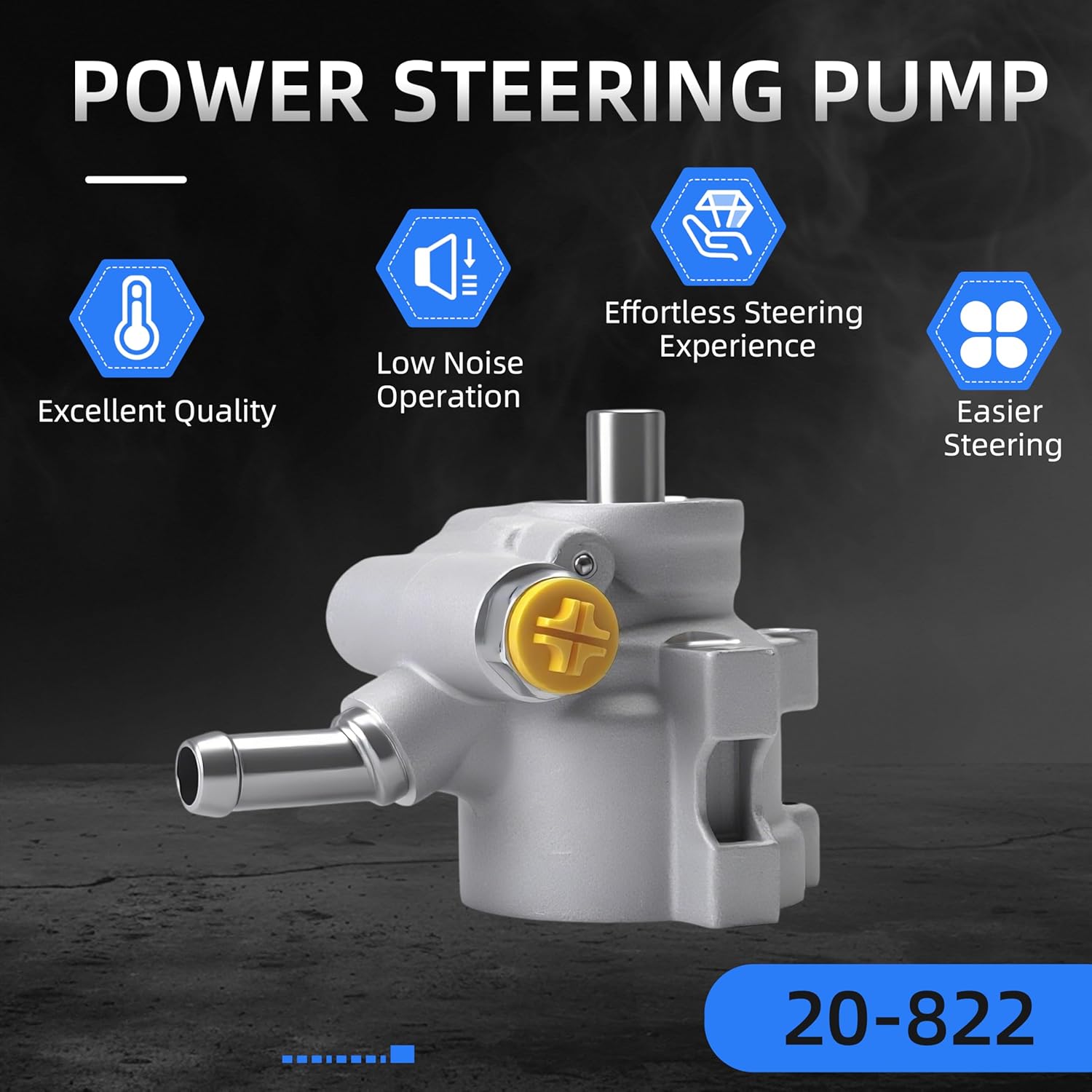 Power Steering Pump, for Chevrolet Corvette C5 1997-2004, for Chevrolet Corvette C6 2005-2013, V8 5.7L 6.0L 6.2L 7.0L, Power Assist Pump Replace# 20-822, 20822, 55-63106, 733-0120, 5563106