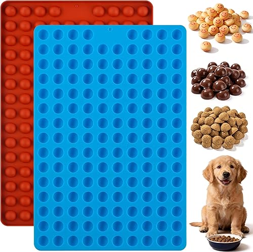 Miniatura 8 de Sidosir 2 moldes redondos de silicona de 468 cavidades para gotas de chocolate, molde para hornear golosinas para perros, moldes de caramelo de