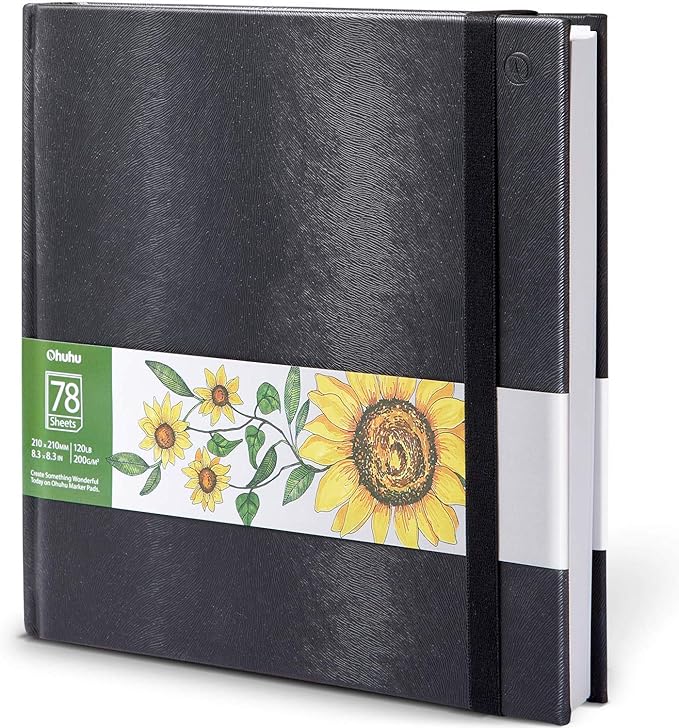 Ohuhu Sketchbook, 156 Pages(78 Sheets) 200gsm Cartridge Paper, Square