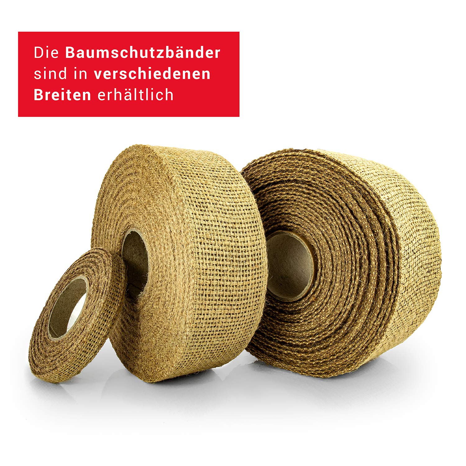 Cinta de Yute como protección de árboles/25 m de Yute de protección de Invierno para Plantas y árboles. Fabricado en Alemania/no se deshilacha. Cinta de Yute con Borde Cerrado (100 mm).