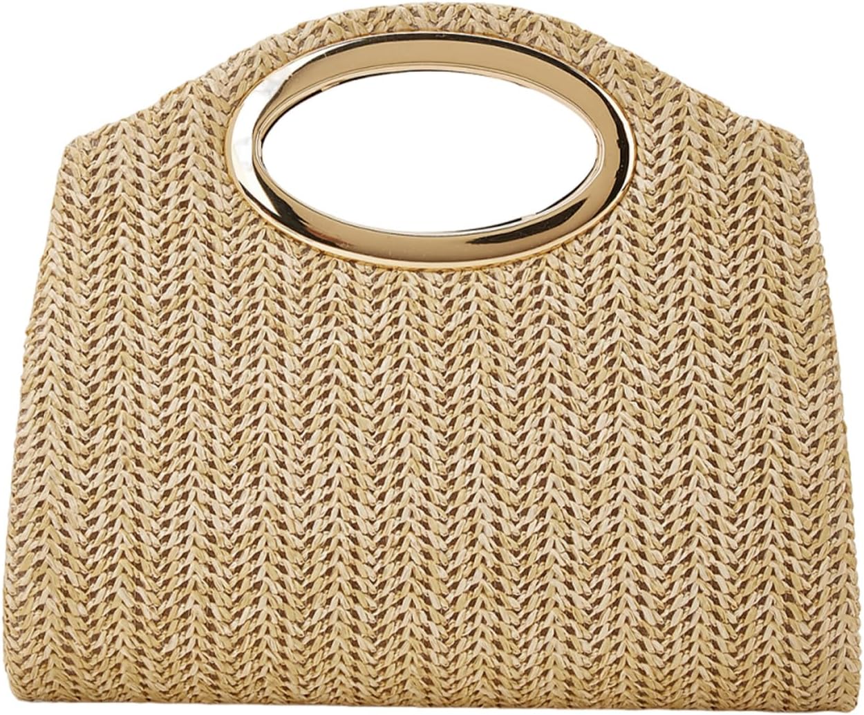 Straw Clutch Purses Women Evening Handbag Ring Handle Summer Woven