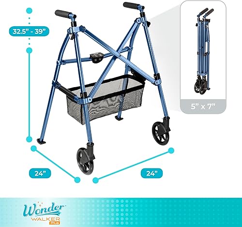 Vista 23 de Stander Wonder Walker Plus, ayuda de movilidad plegable ligera para adultos, personas mayores y ancianos, plegable EZ Fold-N-Go con ruedas, Negro