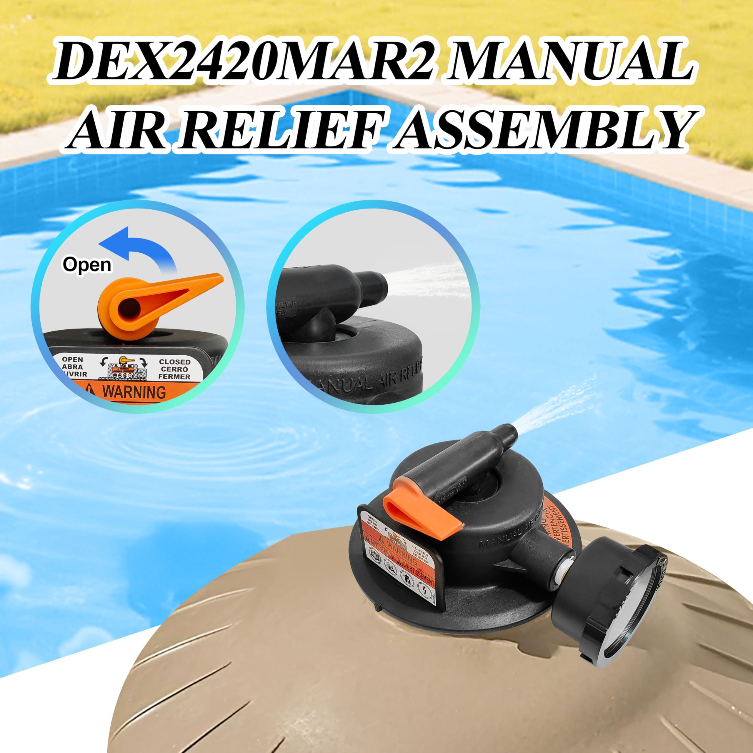 DEX2420MAR2 - Conjunto de alivio de aire manual, repuesto para Hayward compatible con filtro de piscina de cartucho y DE
