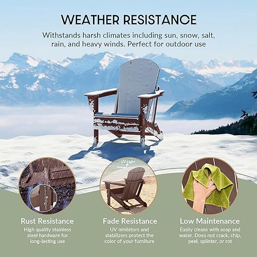 Vista 151 de WestinTrends Malibu HDPE - Silla plegable Adirondack de polietileno para exteriores, color azul pacífico Pacific Blue