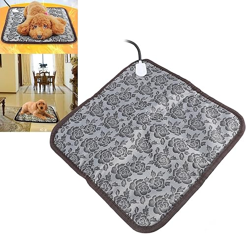 Vista 8 de Almohadilla térmica eléctrica para mascotas, resistente al agua, a prueba de desgarros, con 3 temperaturas ajustables, 17.7 x 17.7 pulgadas, 20 W