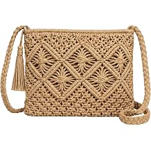 1Pcs Crossbody Handbags for Women Boho Handwoven Shoulder Crochet Purse with Tassel for Summer Beach Travel