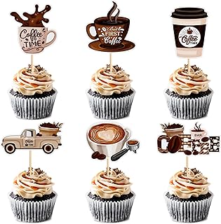 Ercadio 30 Pack Coffee Bar Cupcake Toppers Picks Coffee Bar Decor Sign f...