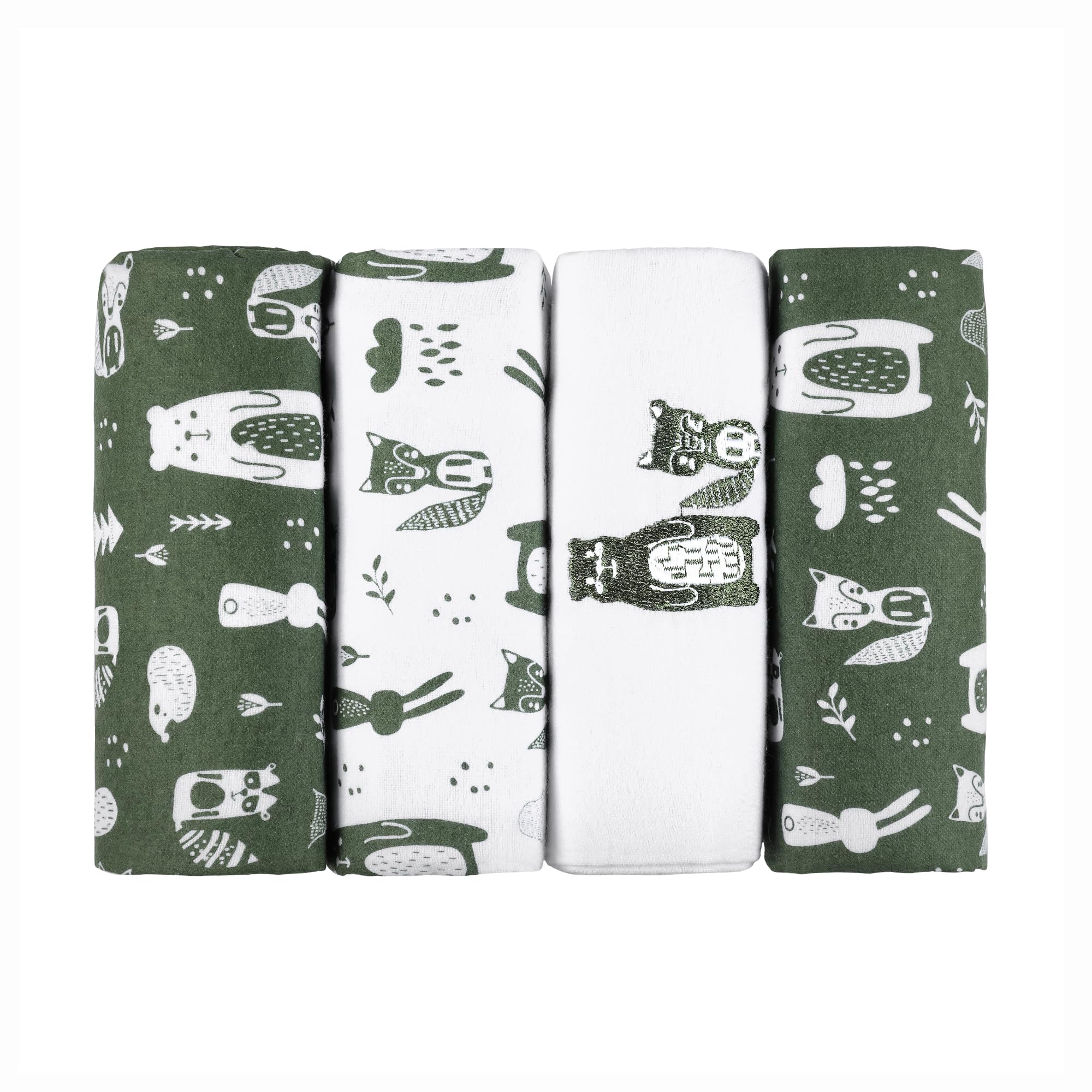 Kindsgard Molton Spucktücher - 4er Pack - 70x70cm - 100% Baumwolle - OekoTex 100 Zertifiziert - Molton Windeln - extrem saugstark & weich - waschmaschinenfest - vielseitiges Flanelltuch - Olive