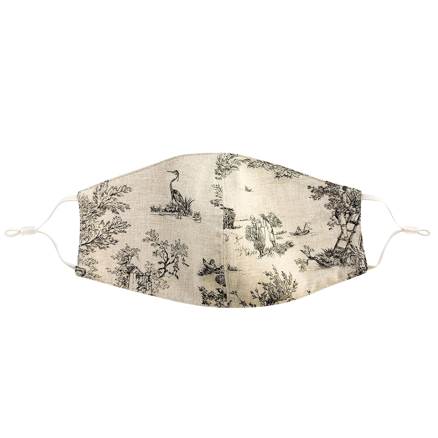 Toile De Jouy Face Mask For Women, With Ear Loops and