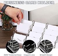 Vista 3 de PATIKIL Tarjetero para escritorio, 4 niveles, 12 ranuras, tarjeteros para tarjetas de visita de acrílico transparente, organizador de tarjetas