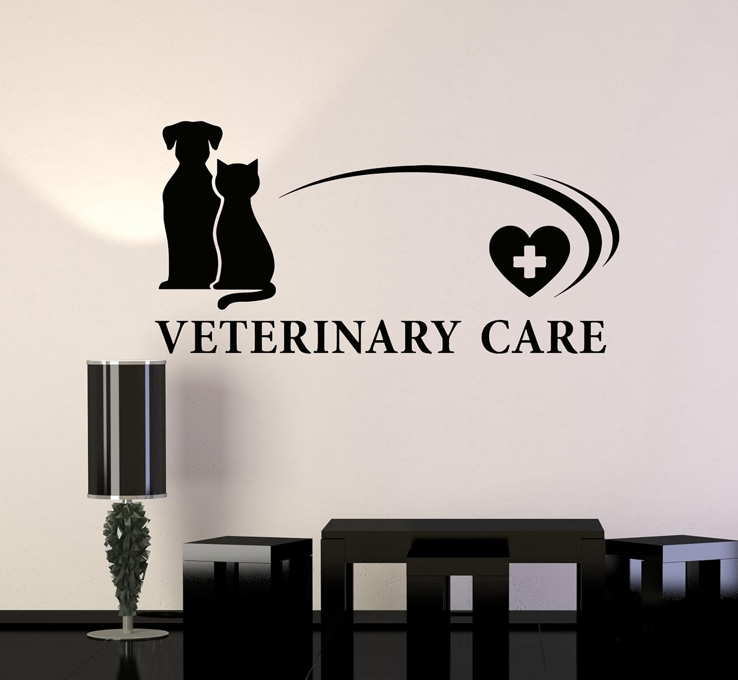 Wall Stickers Vinyl Decal Vetirenary Care Hospitals Pets Animals (z1945) (XL 36 in X 70 in, Black)