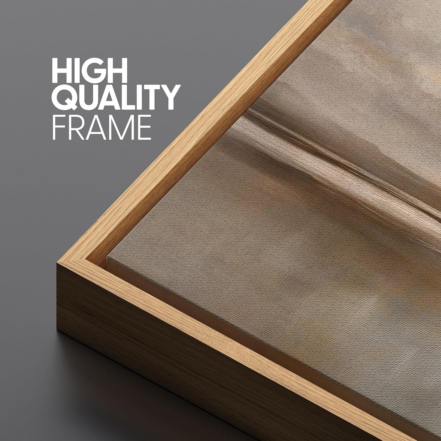 SIGNFORD Extra Large Framed Canvas Print Wall Art Calm Horizon Neutral Toned Seascape Illustrations Modern Art Calm Warm for Living Room, Bedroom, Office - 60"x30" Natural