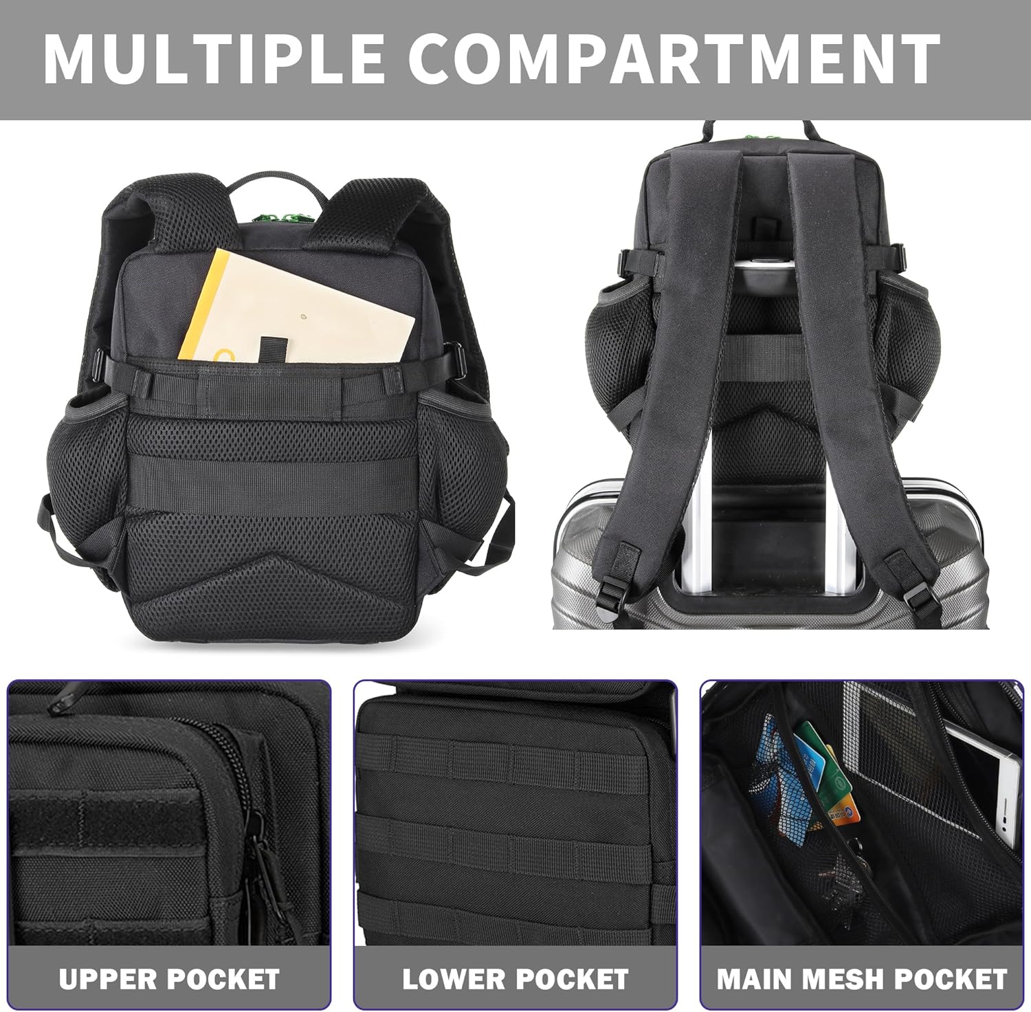 45L/25L/9L Tactical Backpack for Men and Women Military Heavy Duty Molle Backpack Army Assault Pack Travel Camping Gym Work Rucksack Daypack (Black, Mini 9L)