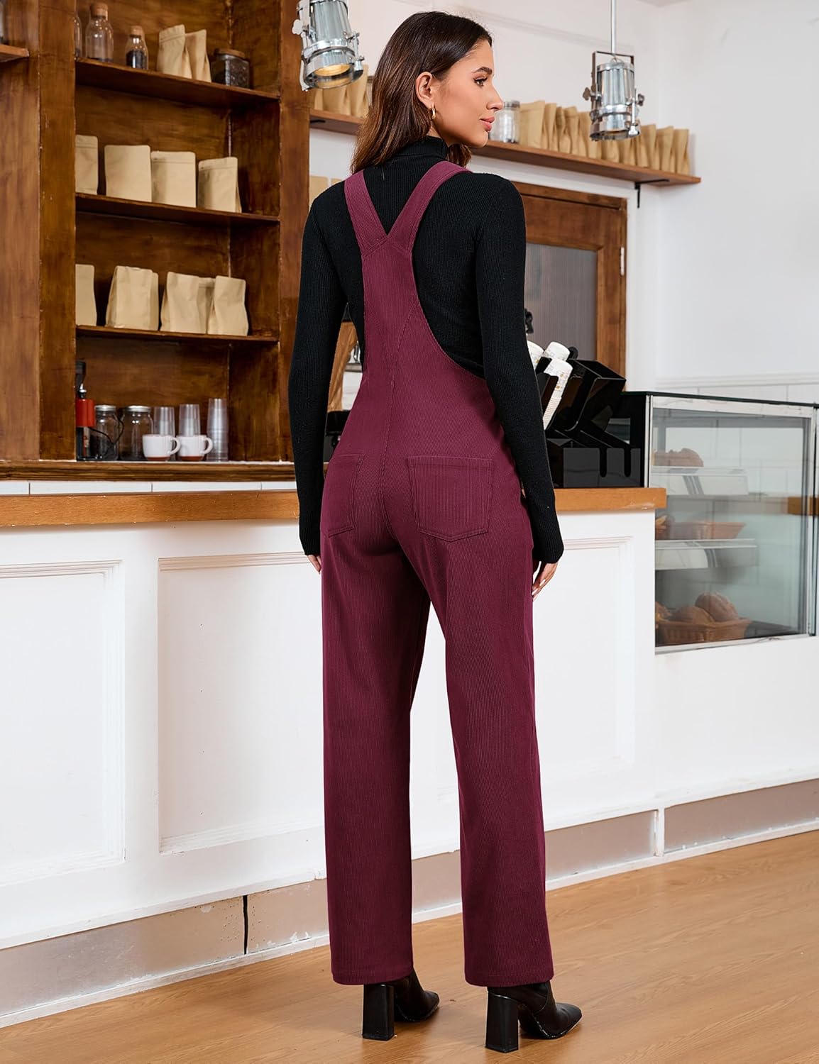 luvamia Corduroy Overalls for Women Loose Fit Baggy Straight Casual Adjustable Straps Bib Jumpsuit Overalls with Pockets - Image 2