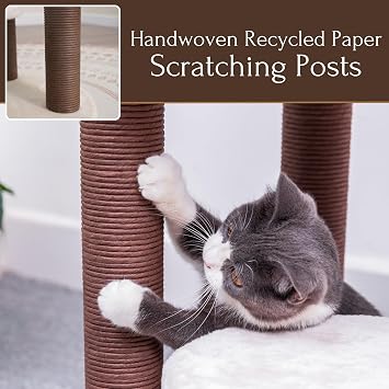 PetPals Handwoven Cat Tree with Basket Bed & Replaceable Scratching Posts