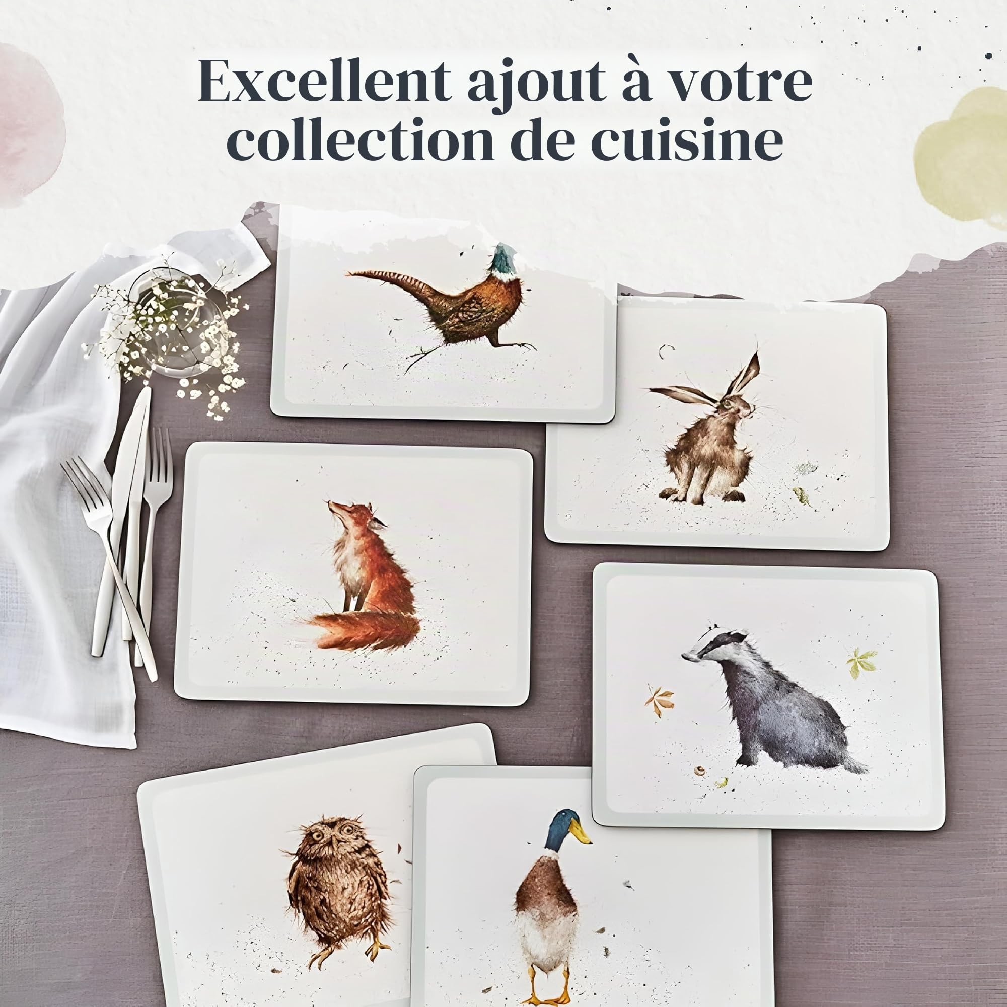 Pimpernel Lot de 6 Sets de Table Motif Animaux Wrendale
